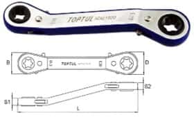 Ключ тріскачка накидний Toptul AEAG0810 S-подібний E8xE10
