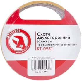 Двосторонній скотч Intertool kt0951 на поліпропіленовій основі 50 мм x 5 м