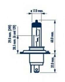 Автолампа Narva H4 P43t-38 55 W 60 W светло-голубая 48677