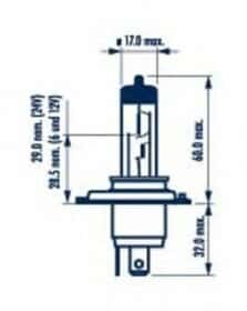 Автолампа Narva H4 P43t-38 90 W 100 W прозрачная 48901