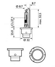 Автолампа Philips BlueVision Ultra D2R P32d-3 35 W прозора 85126BVUS1