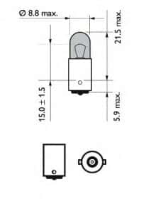 Автолампа Philips WhiteVision T4W BA9s 4 W світло-блакитна 12929NBVB2