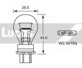 Автолампа Lucas P27/7W W2,5x16q 27 W 7 W прозрачная LLB180AT