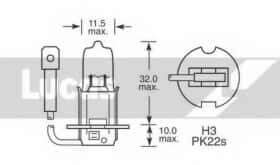 Автолампа Lucas H3 PK22s 70 W прозора LLB460