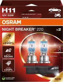 Автолампа Osram Night Breaker 220 H11 PGJ19-2 55 W прозрачно-голубая 64211NB220-2HB