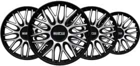 Комплект ковпаків на колеса Sparco Roma колір чорний + сріблястий