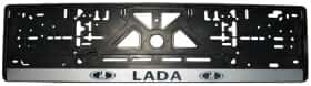 Рамка номерного знака Alca 50514 колір чорний із сріблястим на Lada