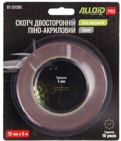 Двухсторонний скотч Alloid DT-221205 на пено-акриловой основе 12 мм х 5м