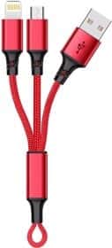 Кабель 2 в 1 XoKo SC-205-RD USB - Apple Lighting - Micro USB 0,2 м