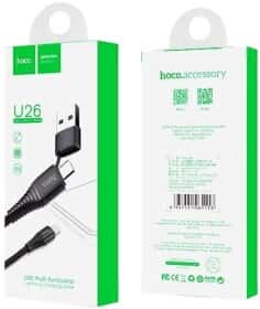 Кабель 2 в 1 Hoco U26 U26LIGHTNINGTYPECBLACK USB - Apple Lightning - type-C 1 м