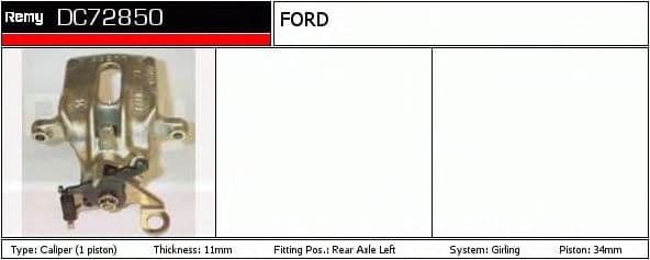 DC72850 Delco Тормозной суппорт для Ford Focus