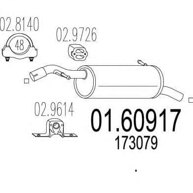01.60917 MTS Глушитель выхлопных газов конечный для Peugeot 207