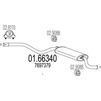 01.66340 MTS Глушник вихлопних газів кінцевий для Fiat Cinquecento