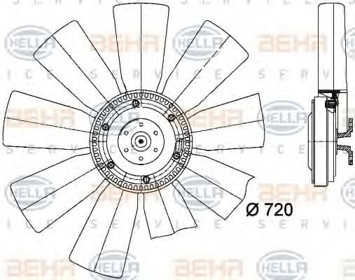 8MV 376 727-091 Behr Hella Вентилятор системи охолодження двигуна