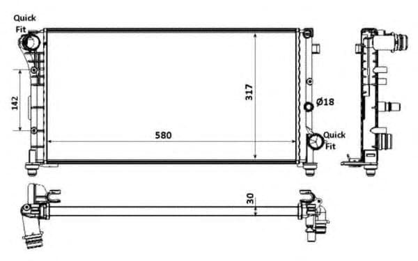 58237 NRF Радиатор охлаждения двигателя для Fiat Panda