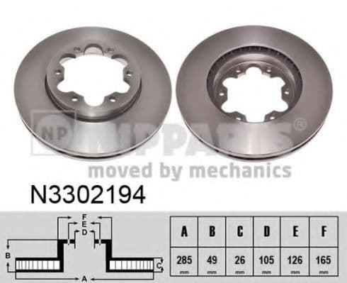 N3302194 Nipparts Гальмівний диск для Toyota Hiace