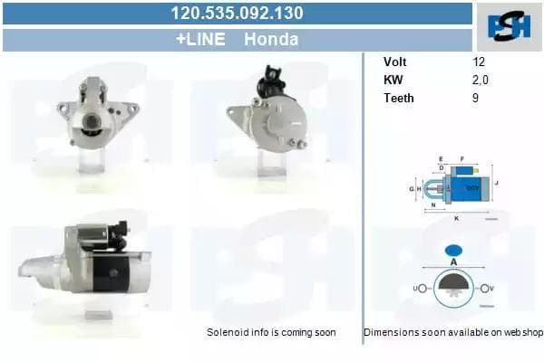 120535092130 CV PSH Стартер для Honda Legend