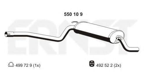 550109 Ernst Глушник вихлопних газів кінцевий для Fiat Cinquecento