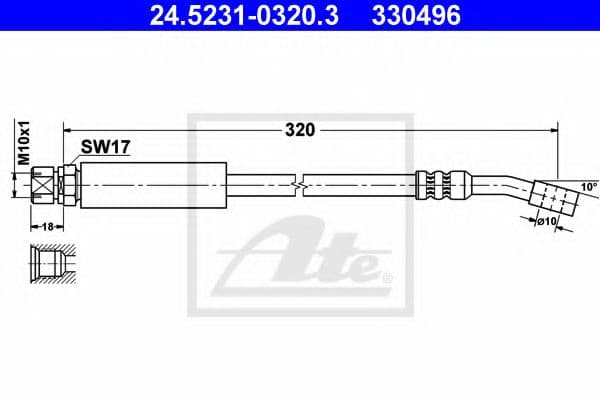 24.5231-0320.3 ATE Гальмівний шланг