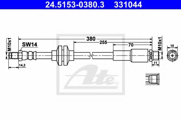24.5153-0380.3 ATE Гальмівний шланг для Fiat Croma