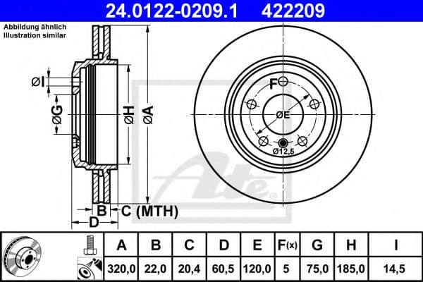 24.0122-0209.1 ATE Тормозной диск для BMW 3 Series