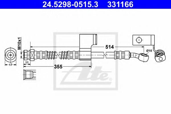 24.5298-0515.3 ATE Тормозной шланг для Hyundai Matrix