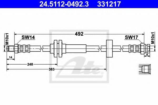 24.5112-0492.3 ATE Тормозной шланг
