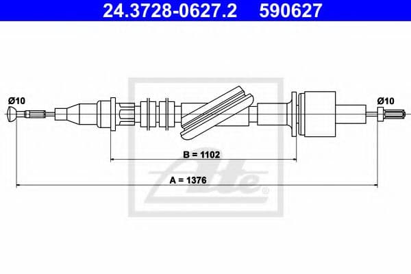 24.3728-0627.2 ATE Трос зчеплення для Ford Transit