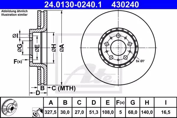 24013002401 ATE Тормозной диск для Volvo XC90