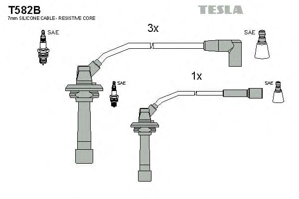T582B Tesla Комплект проводов зажигания