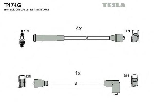 T474G Tesla Комплект проводов зажигания