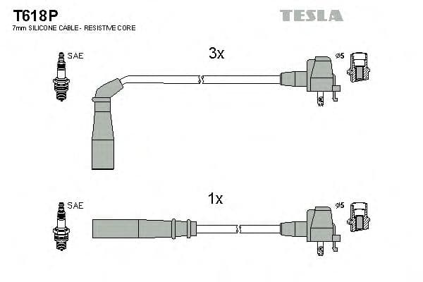 T618P Tesla Комплект проводов зажигания для Toyota Hiace