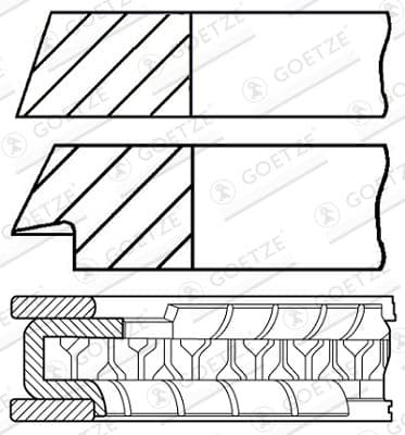 08-320400-10 Goetze Комплект поршневых колец для Porsche 944