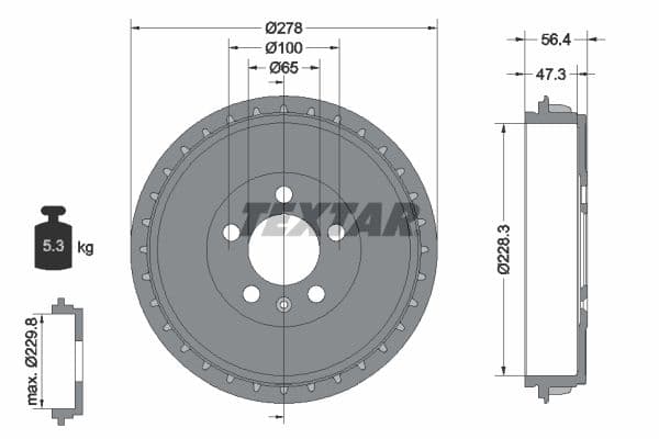 94046300 Textar Гальмівний барабан