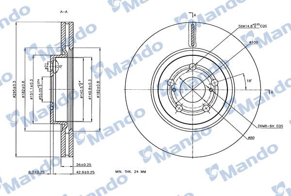 mbc035307 Mando Тормозной диск для Toyota Avensis