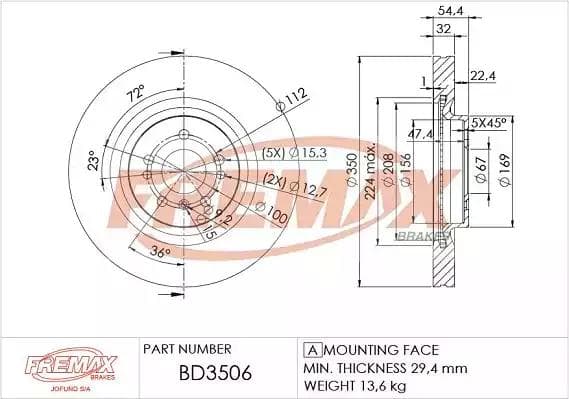 BD-3506 Fremax Тормозной диск