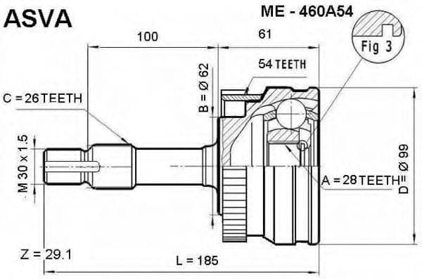 ME-460A54 Asva ШРУС для Mercedes G-modell