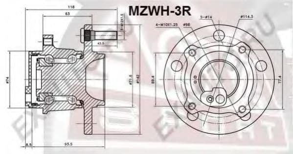 MZWH-3R Asva Комплект ступиці колеса