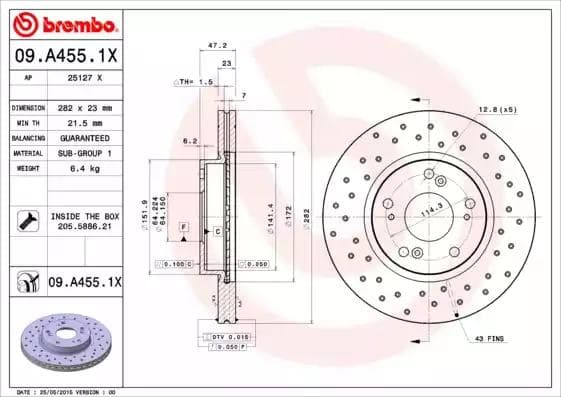 09A4551X Brembo Гальмівний диск