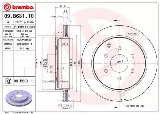 09B63111 Brembo Гальмівний диск