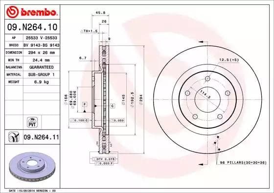 09N26411 Brembo Тормозной диск