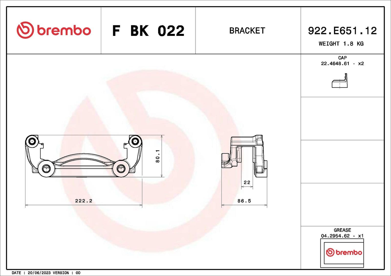 fbk022 Brembo Скоба тормозного суппорта