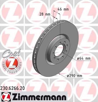 230.6266.20 Zimmermann Тормозной диск