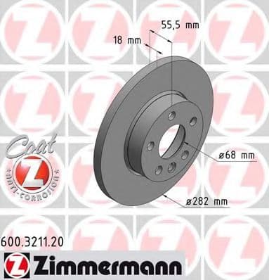 600.3211.20 Zimmermann Гальмівний диск для Volkswagen Transporter