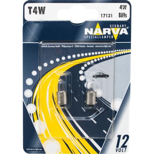 Автолампа Narva Standard T4W BA9s 4 W прозора 171314000