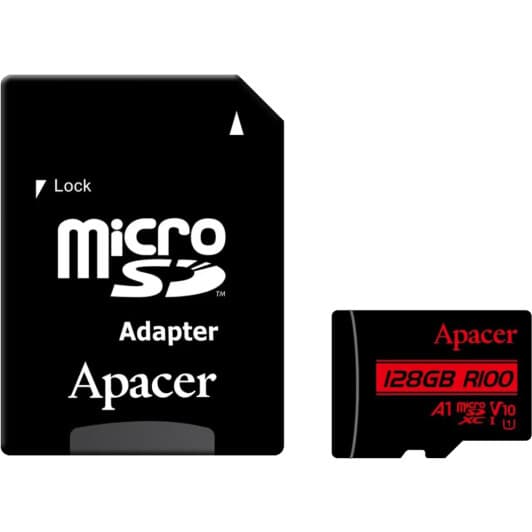 Карта пам’яті Apacer microSDXC 128 ГБ з SD-адаптером AP128GMCSX10UB-R