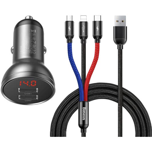 Usb зарядка в авто Baseus Digital Display TZCCBX-0G