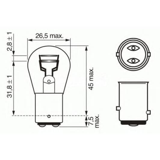 Автолампа Bosch Longlife Daytime P21/5W BAY15d 21 W 1987302282