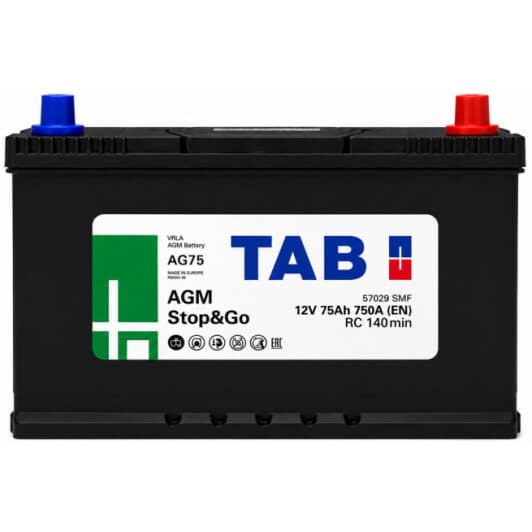 Акумулятор TAB 6 CT-75-R Stop&Go AGM 213175