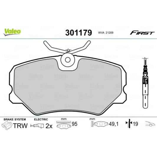 301179 Valeo Гальмівні колодки для Peugeot 405